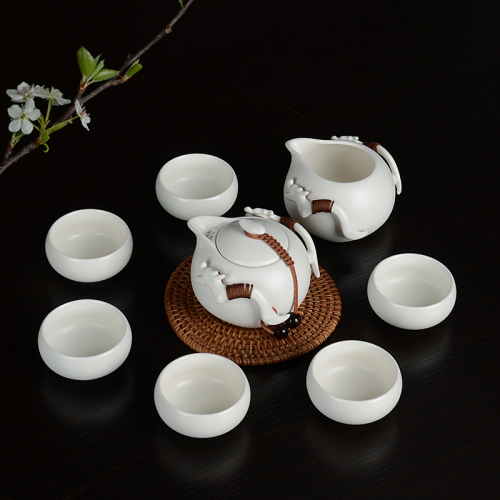 定窑-企鹅茶壶茶杯8件套 造型可爱手感佳