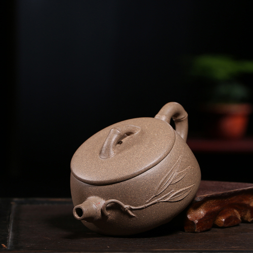 茶壶-紫砂壶-竹节大口石瓢壶150cc
