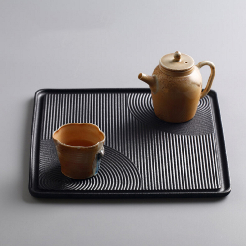 茶盘 黑陶 枯山水玄纹茶盘（长方）不含图中茶具