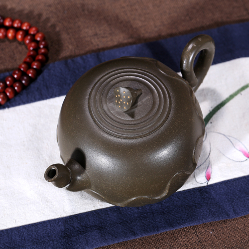 【咸仲英】大师紫砂壶-莲藕壶-原矿民国绿泥380cc
