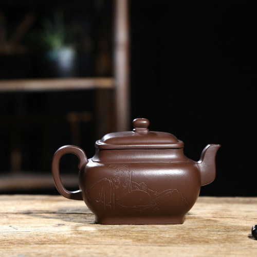 【沈建康】大师壶茶壶-紫砂壶-四方容德壶340cc