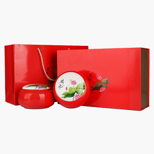 礼盒装-滇红-红色荷风金螺双瓷罐300g