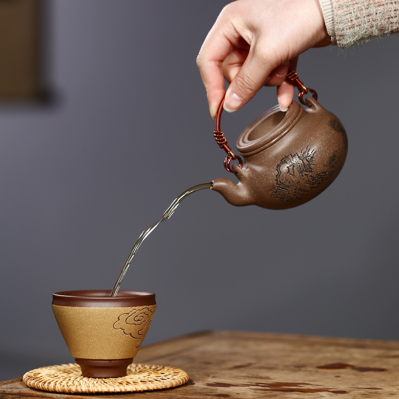 紫砂壶-铜环提梁壶