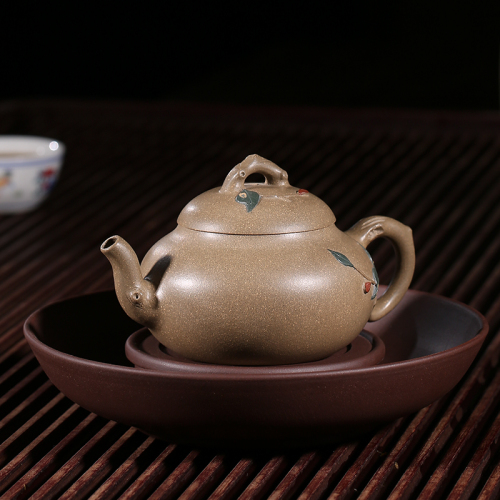 【潘洪均】大师紫砂壶-段泥-绿叶壶270cc