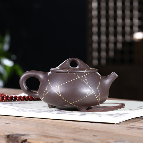 韦钟云大师壶茶壶紫砂壶冰纹石瓢壶