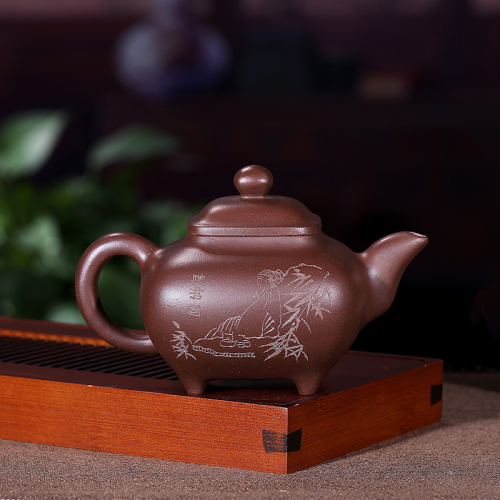 韦钟云大师紫砂壶传炉壶紫泥300cc