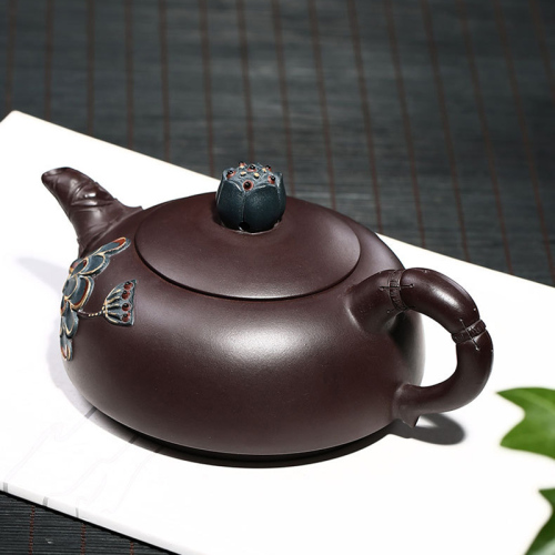 【常月红】大师壶茶壶-紫砂壶-莲花半月壶